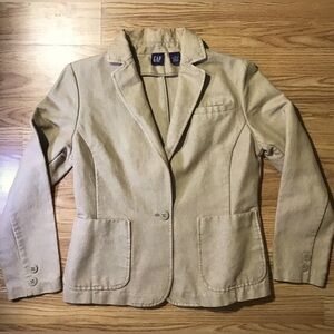GAP Retro 2000s Blazer / Sport Coat L Tan Tweed Outerwear